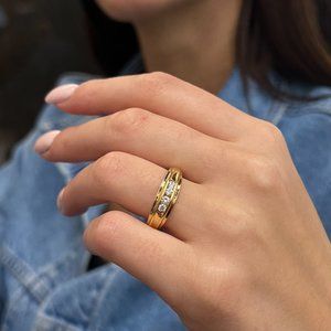 Rachel Koen 0.25Cttw Diamond Band Ring 18K Yellow Gold Size 9.5